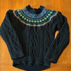 Polo Ralph Lauren Black Fair Isle Cable Knit Sweater